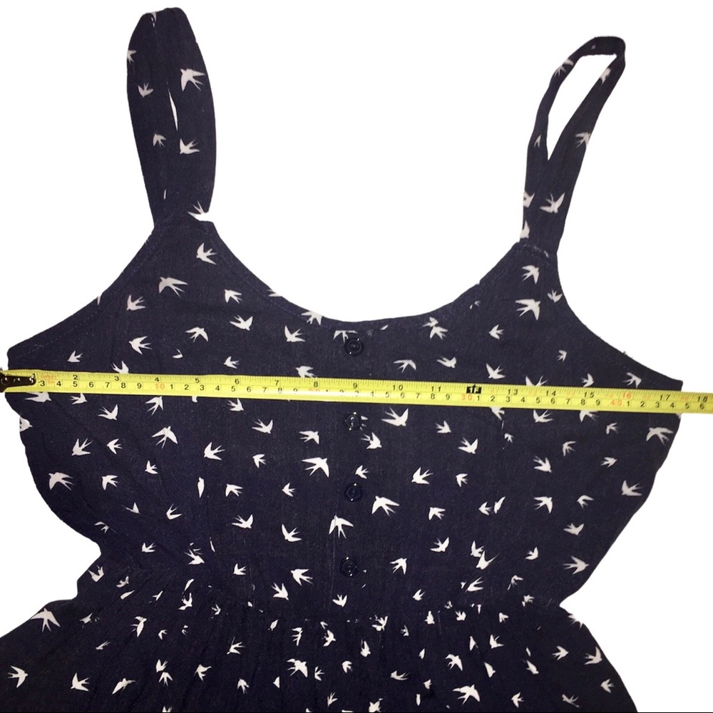 Sundress w/ Birds Cut Out Back Sleeveless Asymmetrical Navy Adam Levine Large - Picture 13 of 16